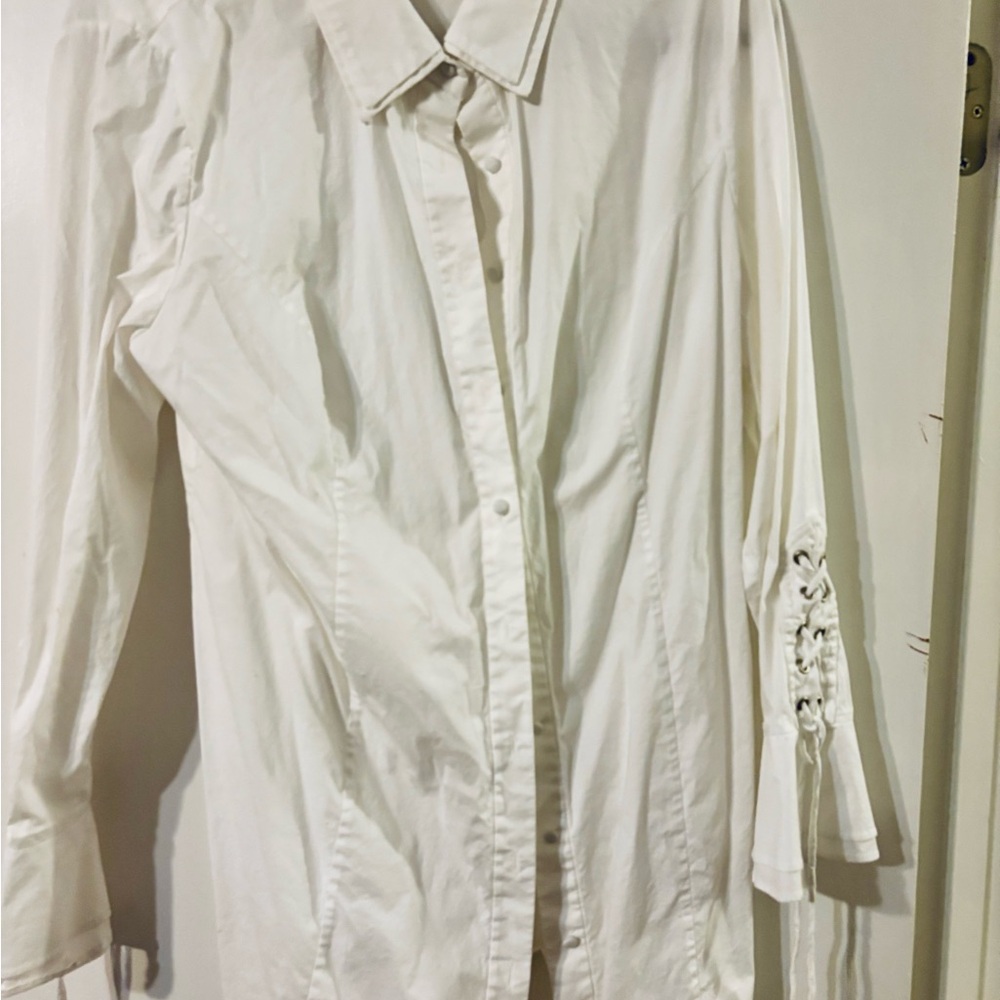 Soft Surroundings Classic White Blouse with corset detail